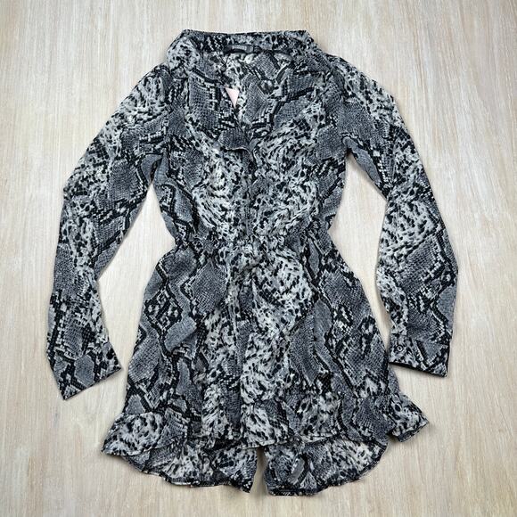 Missguided Dresses & Skirts - NWT Missguided Snake Animal Reptile Print Button Frill Sheer Chic Mini Dress 2